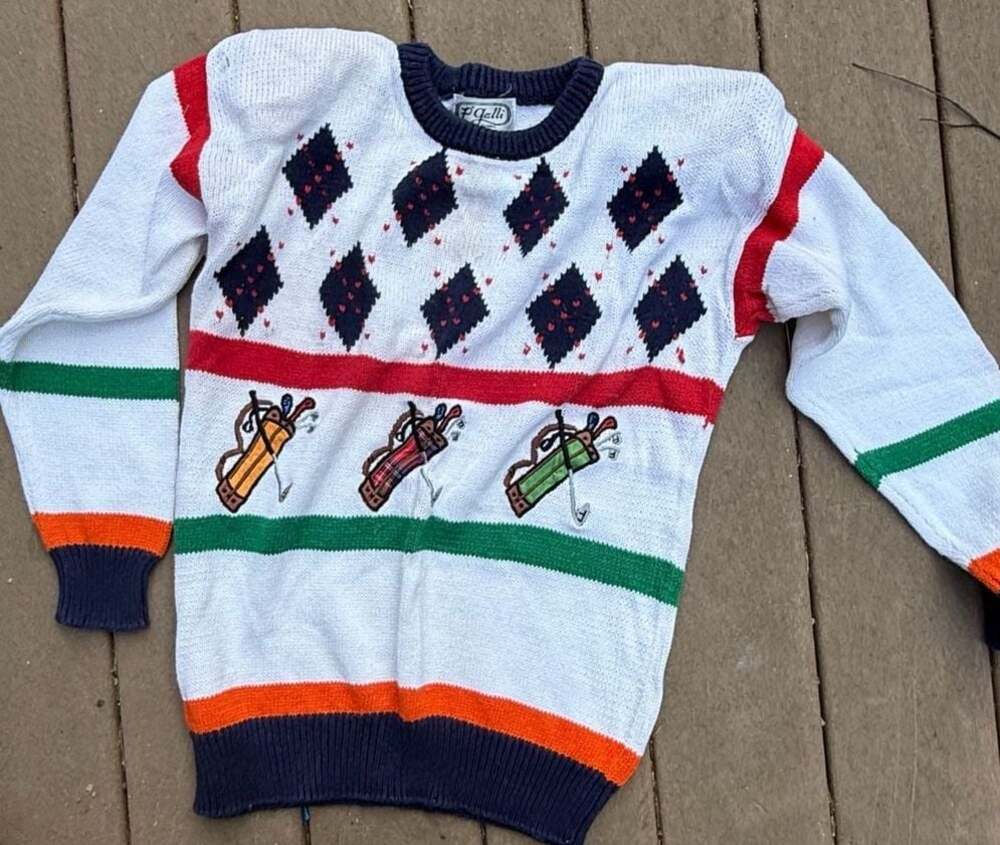P'Galli Designs Golf Themed Knit Cardigan Sweater